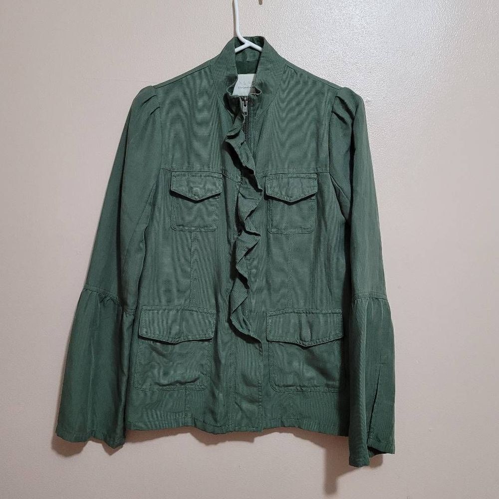 Hinge Green Utility Ruffle Jacket Size Xs. - image 1